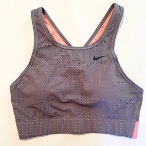 Nike Dri Fit Sports Bra Gray/Coral Criss-Cross Back Laser Cut Size X-Small